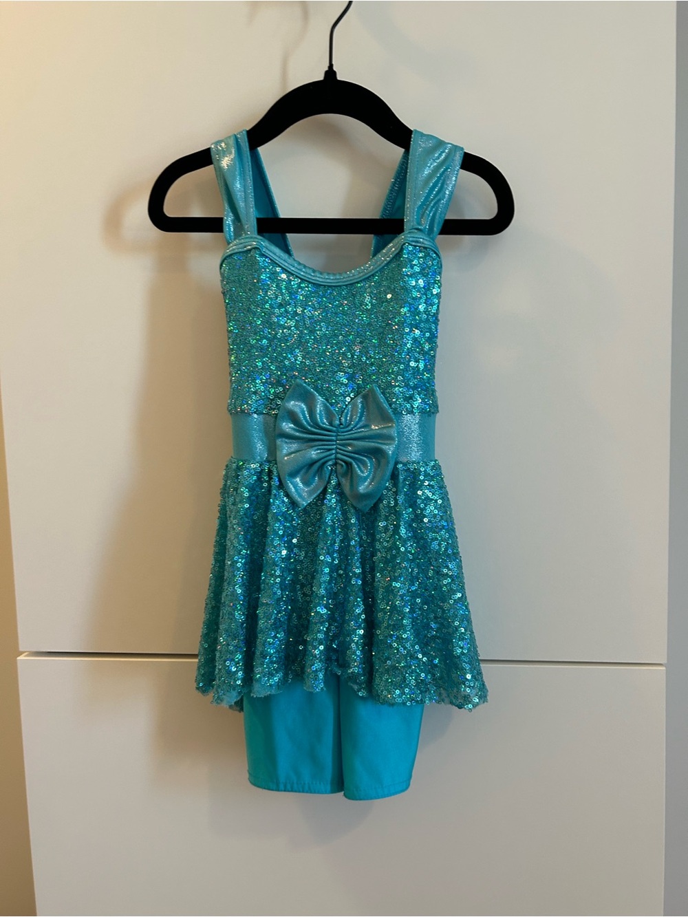 Teal Sequin Dance Costume with Bow - Size ISC - Picture 1 of 14